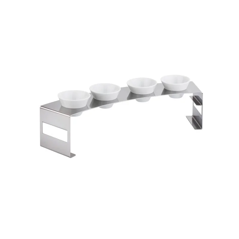 Polished Nuts Stand With 4 Porcelain Dishes - 46 x 10 cm H: 10 cm