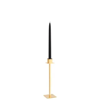 Gold Plated 1 Flame Candleholder - 9 x 9 cm H: 33 cm