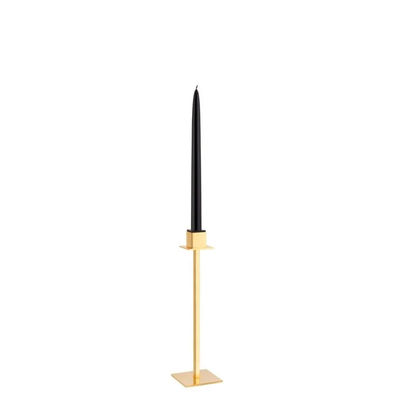 Gold Plated 1 Flame Candleholder - 9 x 9 cm H: 33 cm Gold Plated 1 Flame Candleholder - 9 x 9 cm H: 33 cm