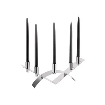 Polished 5 Flame Candleholder - 50 x 7 cm H: 19 cm