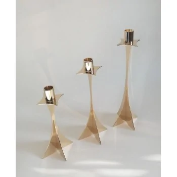 Gold 1 Flame Candleholder - 8 x 8 cm H: 30 cm