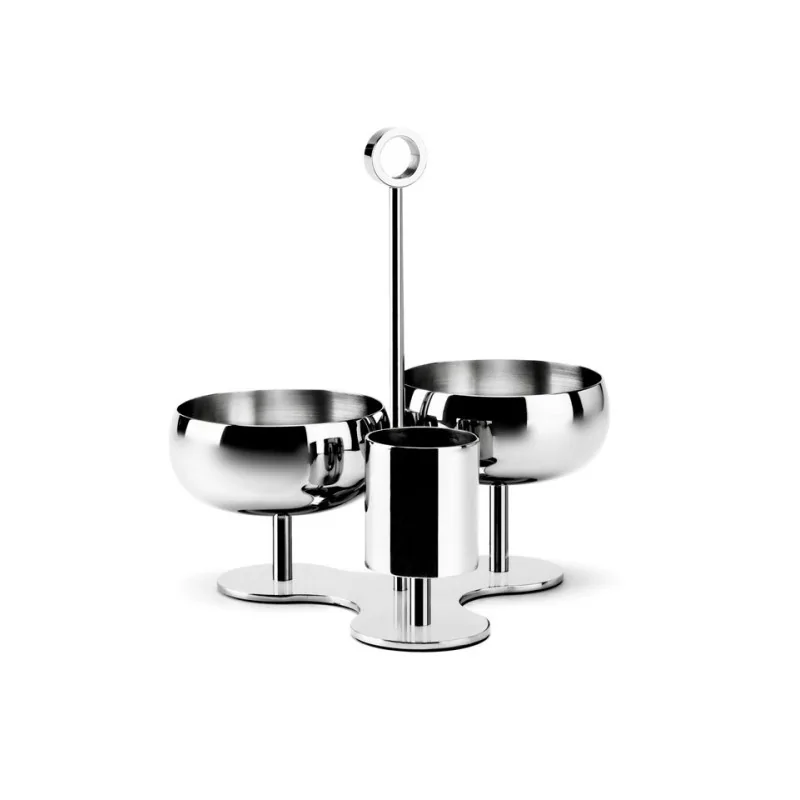 Polished Nuts Holder With 2 Cups & 1 Tube - 22.5 x 20 cm H: 20 cm