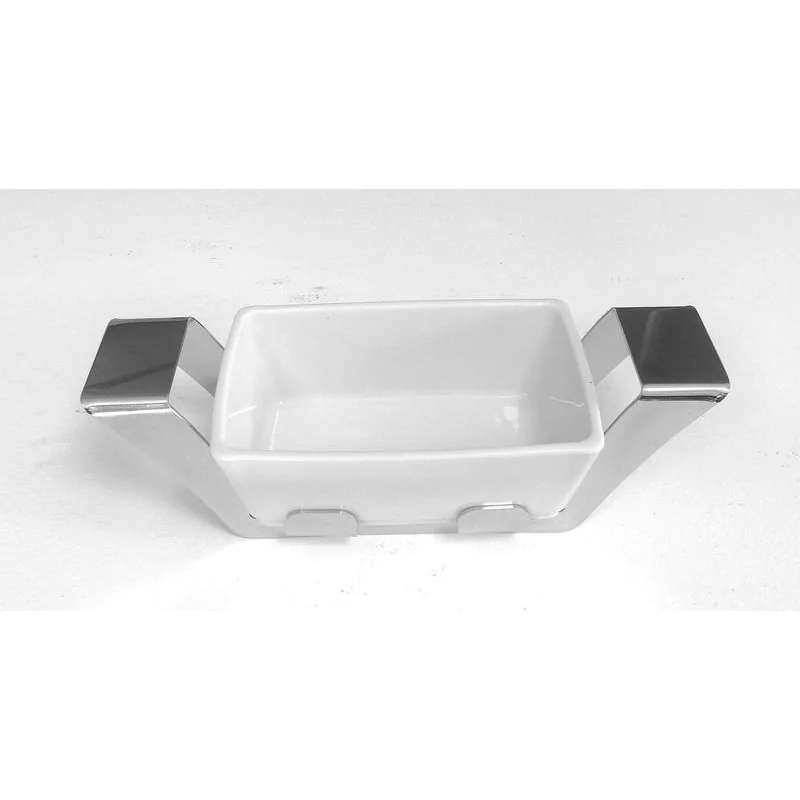Polished Rectangular Porcelain Dish With Stainless Steel Holder - 17 x 11 cm H: 6.8 cm Polished Rectangular Porcelain Dish With Stainless Steel Holder - 17 x 11 cm H: 6.8 cm