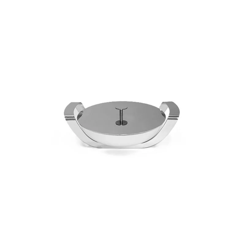 Polished Round Porcelain Dish With Stainless Steel Holder - Dia: 28 H: 6 cm Polished Round Porcelain Dish With Stainless Steel Holder - Dia: 28 H: 6 cm