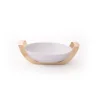 Gold Round Porcelain Dish With Stainless Steel Holder - Dia: 28 H: 6 cm