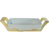 Gold Plated Rectangular Porcelain Dish With Stainless Steel Holder - 33 X 19 H: 6.8 cm