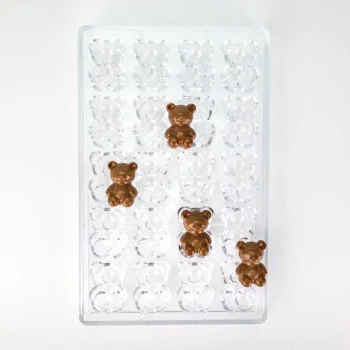 Professional Polycarbonate Bobo Teddy Bear Chocolate Praline Mold - 42 mm x 29.5 mm h 14.5 mm - 10.5gr - 20 Cavities