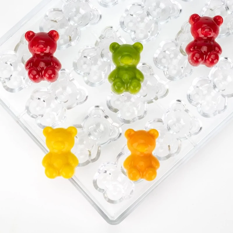 Professional Polycarbonate Bobo Teddy Bear Chocolate Praline Mold - 42 mm x 29.5 mm h 14.5 mm - 10.5gr - 20 Cavities Professional Polycarbonate Bobo Teddy Bear Chocolate Praline Mold - 42 mm x 29.5 mm h 14.5 mm - 10.5gr - 20 Cavities