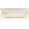 Gold Plated Rectangular Porcelain Dish With Stainless Steel Holder - 54 X 33 H: 6.8 cm