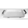 Polished Rectangular Porcelain Dish With Stainless Steel Holder - 54 X 33 H: 6.8 cm