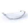 Polished Oval Porcelain Dish With Stainless Steel Holder - 35 X 25.5 H: 6.5 cm