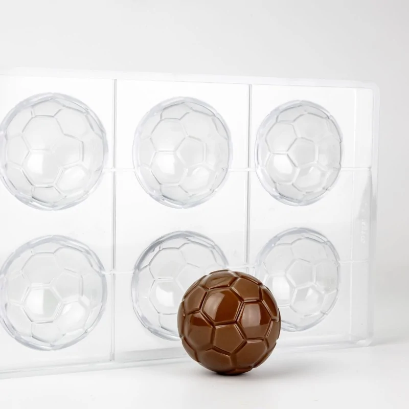 Professional Polycarbonate Goal Soccer Ball Chocolate Mold - ø 60 mm x h 30 mm - 65gr - 6 Cavities
