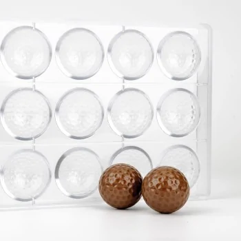 Professional Polycarbonate Golf Ball Chocolate Mold - ø 42 mm x h 21 mm - 22gr - 15 Cavities