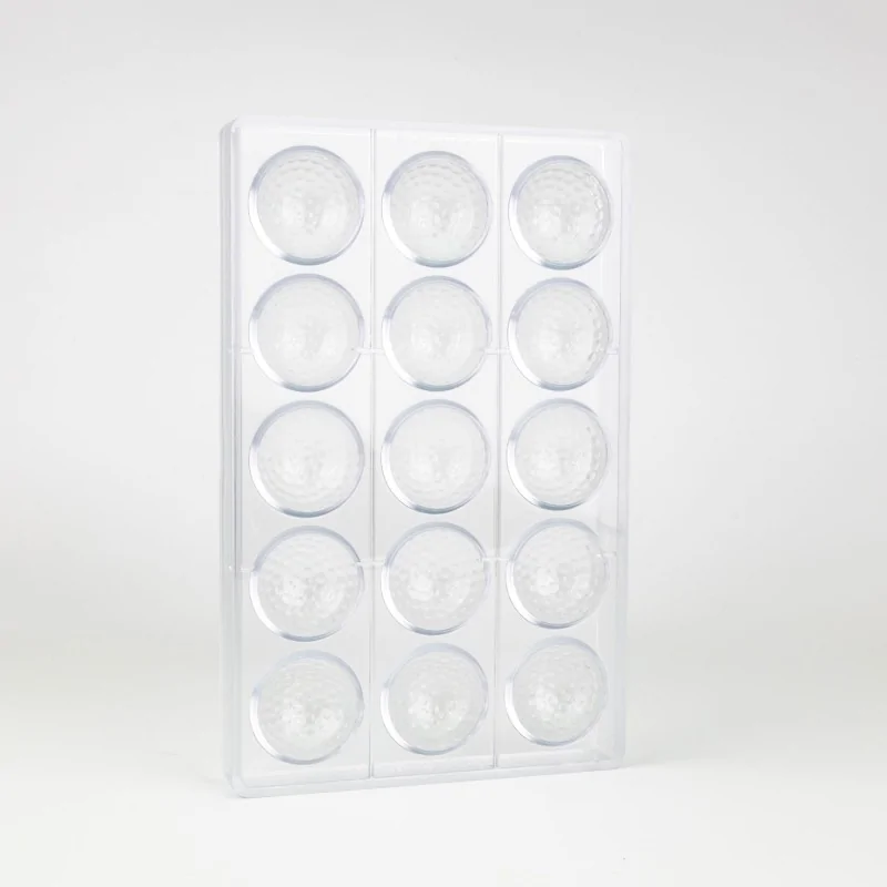 Professional Polycarbonate Golf Ball Chocolate Mold - ø 42 mm x h 21 mm - 22gr - 15 Cavities