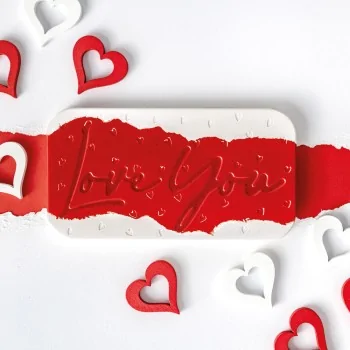 Professional Polycarbonate "Love You" Chocolate Tablet Mold - 130 mm x 70 mm h 10 mm - 100gr - 3 Cavities