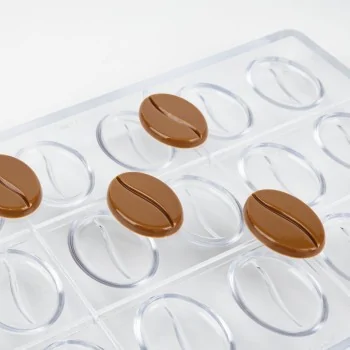 Professional Polycarbonate Coffee Chocolate Napolitain Mold - 40 mm x 28 mm h 4 mm - 4gr - 18 Cavities