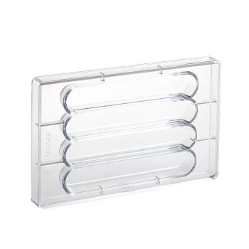 Professional Polycarbonate Chocolog - Flat Chocolate Snack Bar Mold - 198 mm x 35 mm h 23 mm -160gr - 4 Cavities