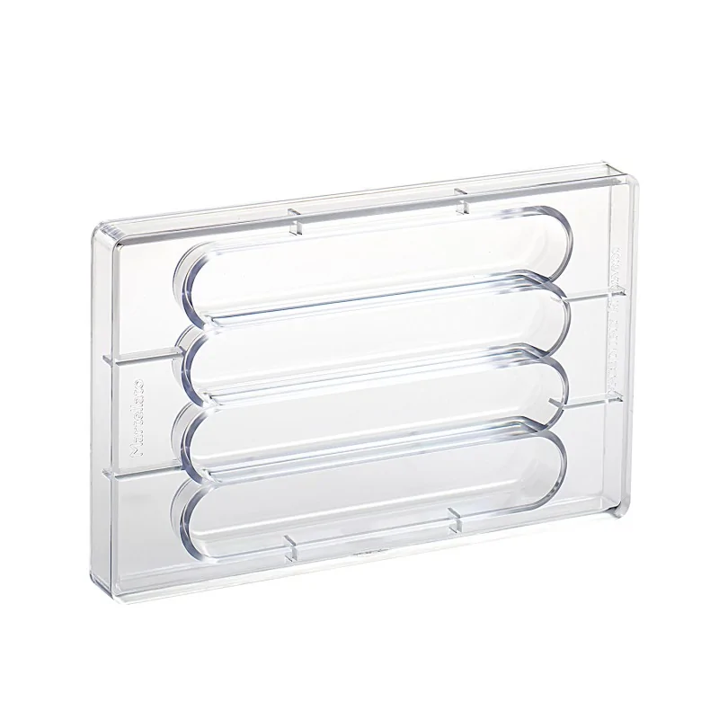 Professional Polycarbonate Chocolog - Flat Chocolate Snack Bar Mold - 198 mm x 35 mm h 23 mm -160gr - 4 Cavities