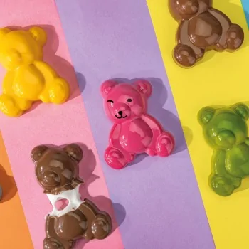 Professional Polycarbonate Mallow Teddy Bear Chocolate Mold - 80 mm x 64.5 mm x h 22.5 mm - 56gr - 6 Cavities