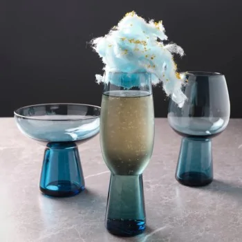 Mikasa Vegas Blue Stemless Margarita Glass – 5 Inch, 17oz - Set of 6