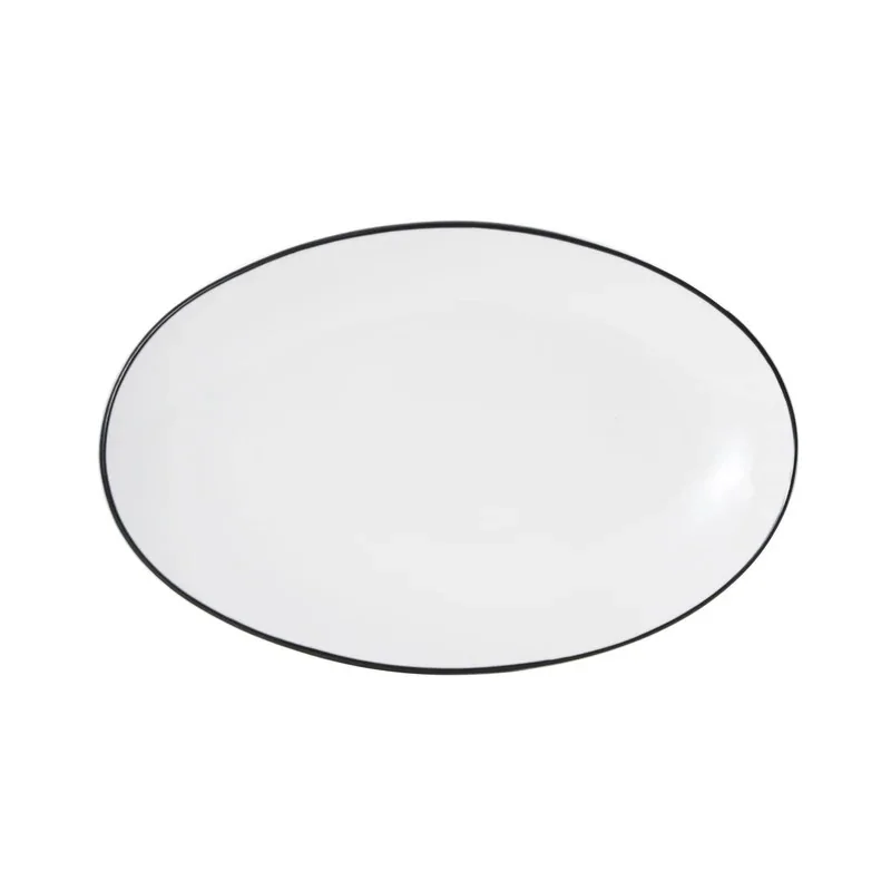 Mikasa Bistro Pinstripe Oval Platter – 13 x 8 Inch - Set of 4
