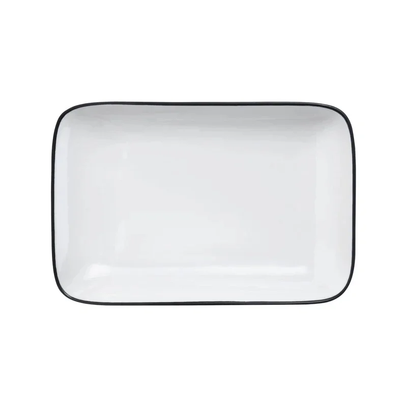 Mikasa Bistro Pinstripe Rectangular Platter – 10 x 7 Inch - Set of 4 Mikasa Bistro Pinstripe Rectangular Platter – 10 x 7 Inch - Set of 4