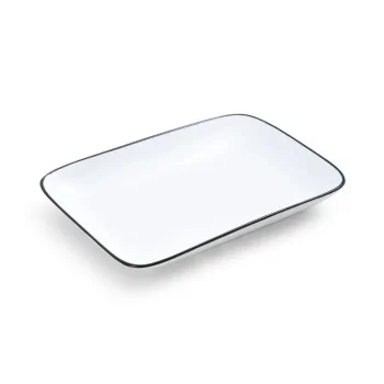 Mikasa Bistro Pinstripe Rectangular Platter – 10 x 7 Inch - Set of 4