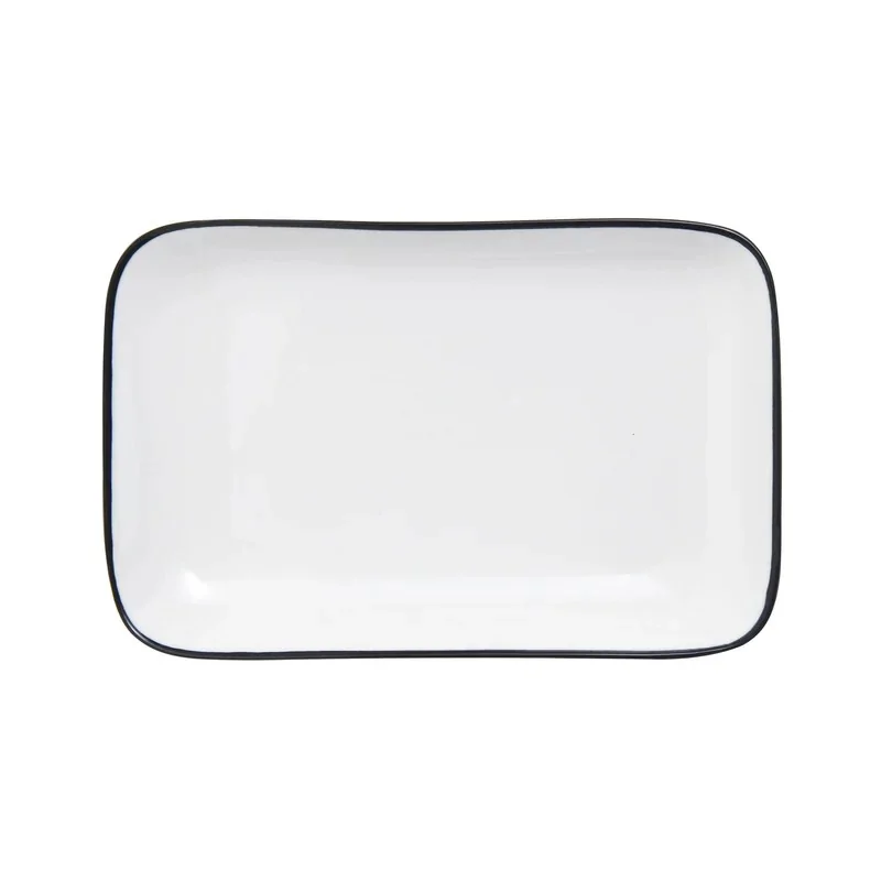 Mikasa Bistro Pinstripe Rectangular Platter – 8 x 5 Inch - Set of 4 Mikasa Bistro Pinstripe Rectangular Platter – 8 x 5 Inch - Set of 4