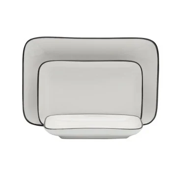 Mikasa Bistro Pinstripe Rectangular Platter 8 x 5 Inch - Set of 24 pcs