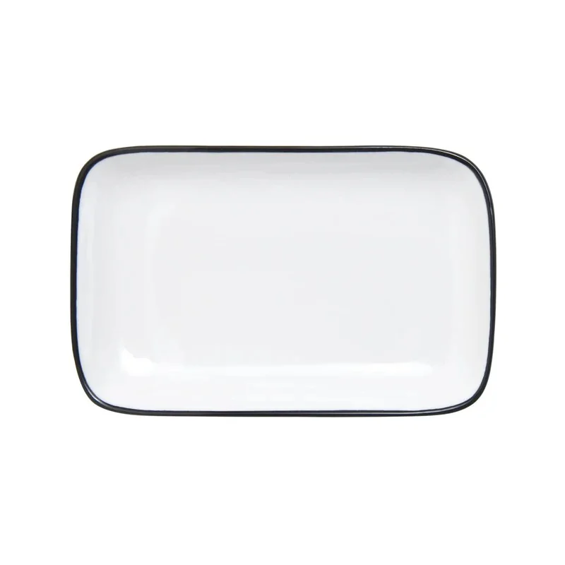 Mikasa Bistro Pinstripe Rectangular Platter – 7 x 4 Inch - Set of 4