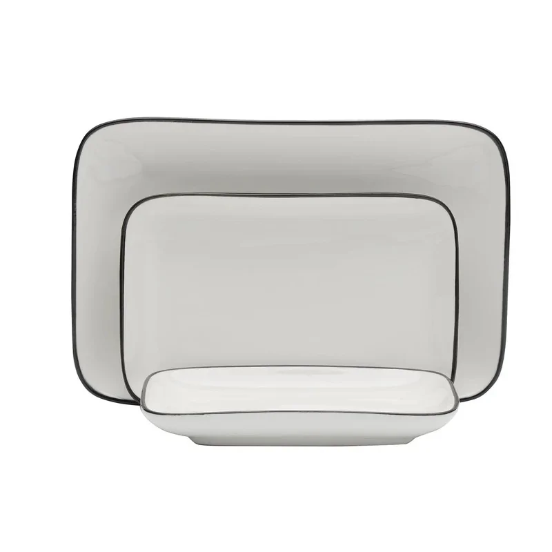 Mikasa Bistro Pinstripe Rectangular Platter 7 x 4 Inch - Set of 24 pcs Mikasa Bistro Pinstripe Rectangular Platter 7 x 4 Inch - Set of 24 pcs