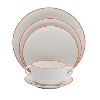 Mikasa Bistro Pinstripe Red Saucer – 6.75 Inch - Set of 6