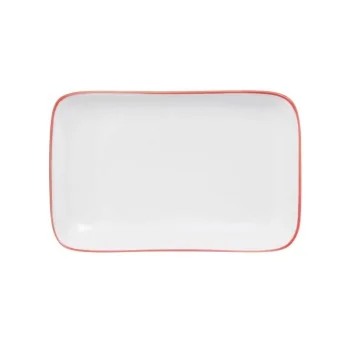 Mikasa 8 x 5 Rectangle Platter Bistro Pin Red Porcelain - Set of 12