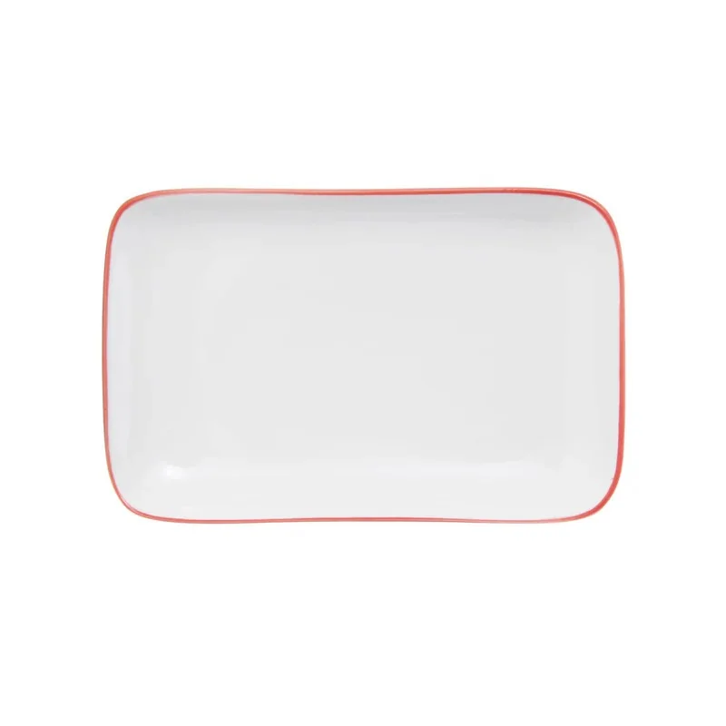 Mikasa 8 x 5 Rectangle Platter Bistro Pin Red Porcelain - Set of 12 Mikasa 8 x 5 Rectangle Platter Bistro Pin Red Porcelain - Set of 12