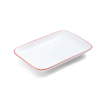 Mikasa 8 x 5 Rectangle Platter Bistro Pin Red Porcelain - Set of 24 pcs