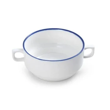Mikasa 11.2oz Crm Sp Cup Bistro Pin Blu Porcelain - Set of 36 pcs
