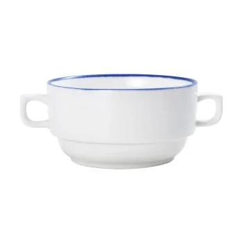 Mikasa 11.2oz Crm Sp Cup Bistro Pin Blu Porcelain - Set of 36 pcs
