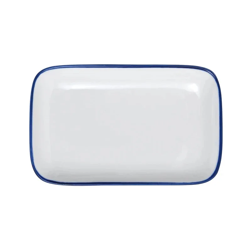 Mikasa 7 x 4In Rectangle Platter Bistro Blu Pin Porcelain - Set of 12