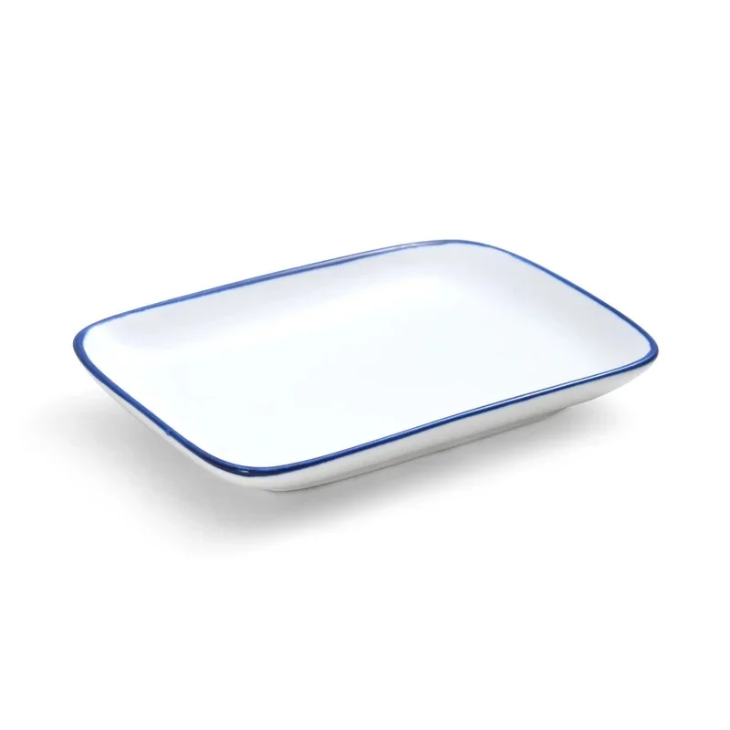 Mikasa 7 x 4In Rectangle Platter Bistro Blu Pin Porcelain - Set of 12