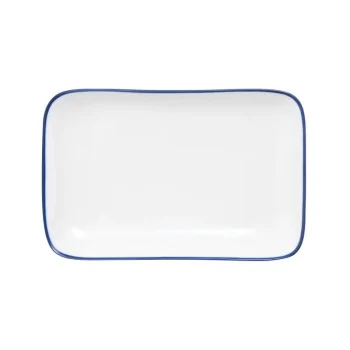 Mikasa 8 x 5 Rectangle Platter Bistro Pin Blu Porcelain - Set of 12