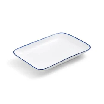 Mikasa 8 x 5 Rectangle Platter Bistro Pin Blu Porcelain - Set of 24 pcs