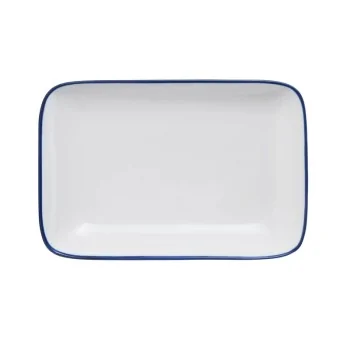 Mikasa Bistro Pinstripe Blue Rectangular Platter – 10 x 7 Inch - Set of 4