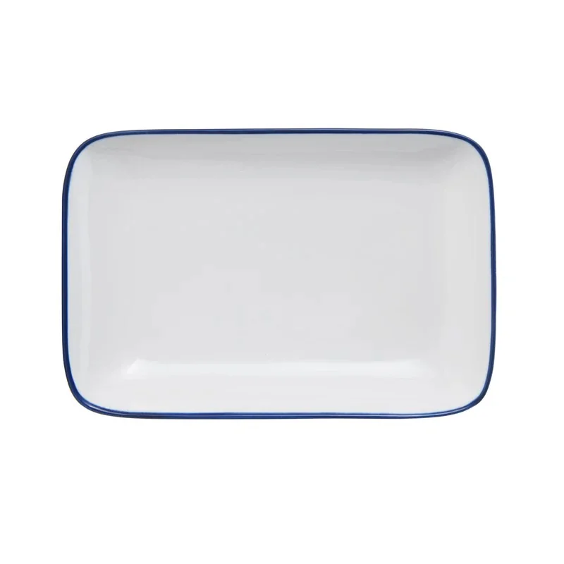 Mikasa Bistro Pinstripe Blue Rectangular Platter – 10 x 7 Inch - Set of 4 Mikasa Bistro Pinstripe Blue Rectangular Platter – 10 x 7 Inch - Set of 4