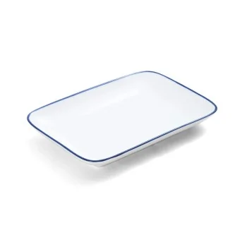 Mikasa Bistro Pinstripe Blue Rectangular Platter – 10 x 7 Inch - Set of 4