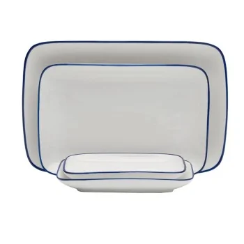 Mikasa Bistro Pinstripe Blue Rectangular Platter 10 x 7 Inch - Set of 12 pcs