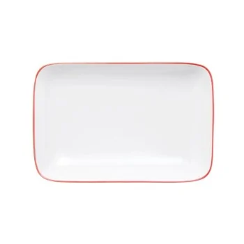 Mikasa Bistro Pinstripe Red Rectangular Platter – 10 x 7 Inch - Set of 4