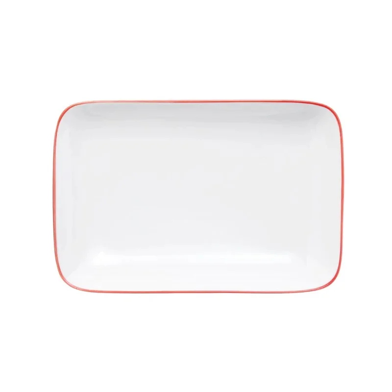 Mikasa Bistro Pinstripe Red Rectangular Platter 10 x 7 Inch - Set of 12 pcs