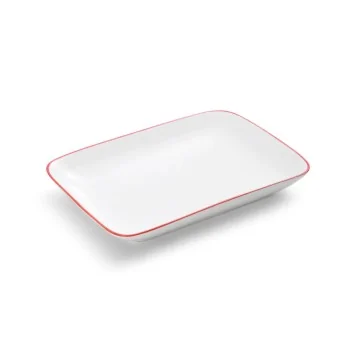 Mikasa Bistro Pinstripe Red Rectangular Platter 10 x 7 Inch - Set of 12 pcs