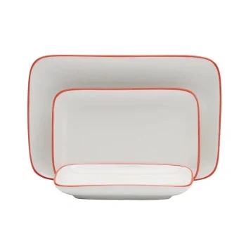 Mikasa Bistro Pinstripe Red Rectangular Platter 10 x 7 Inch - Set of 12 pcs