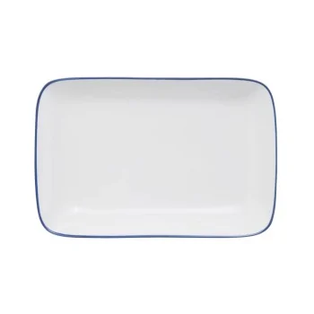 Mikasa Bistro Pinstripe Blue Rectangular Platter 12 x 8 Inch - Set of 12 pcs